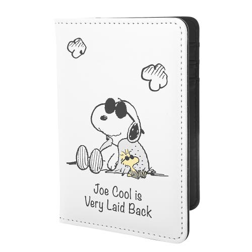 Peanuts White And Black Passport Holder In Multi