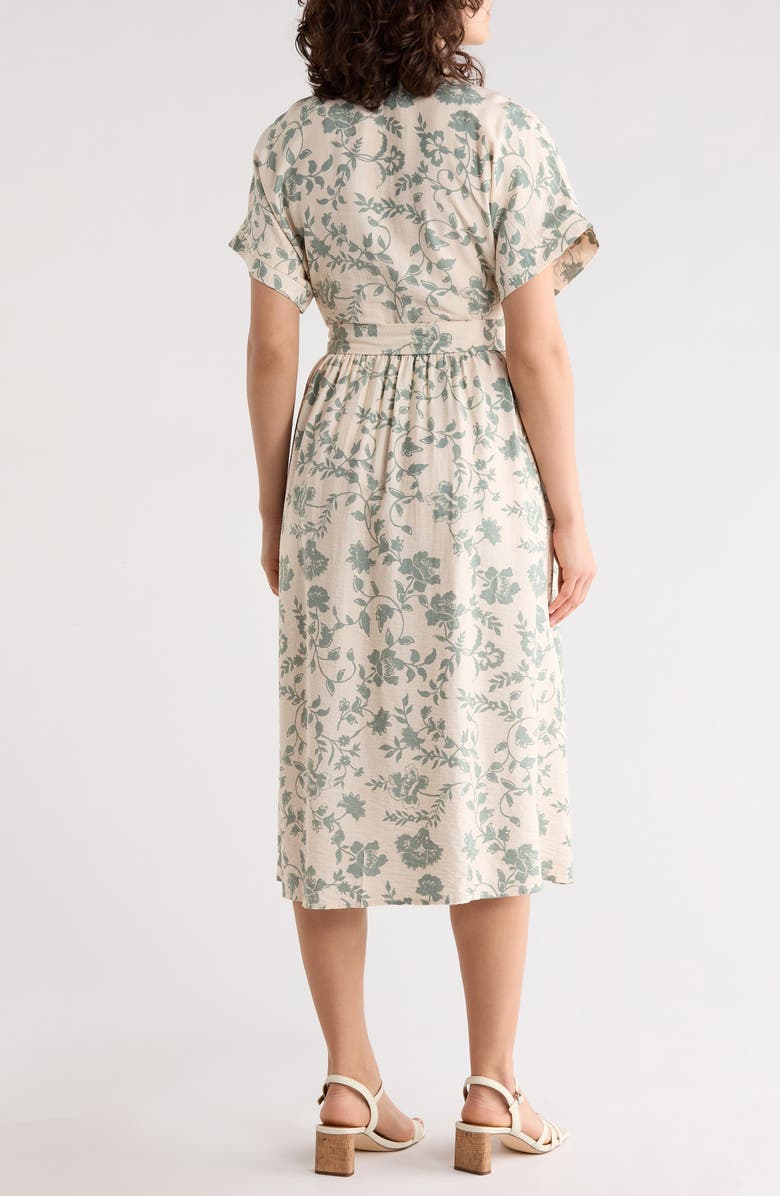 Lucky Brand Short Sleeve Belted Button-Up Shirtdress, Alternate, color, Sage Floral