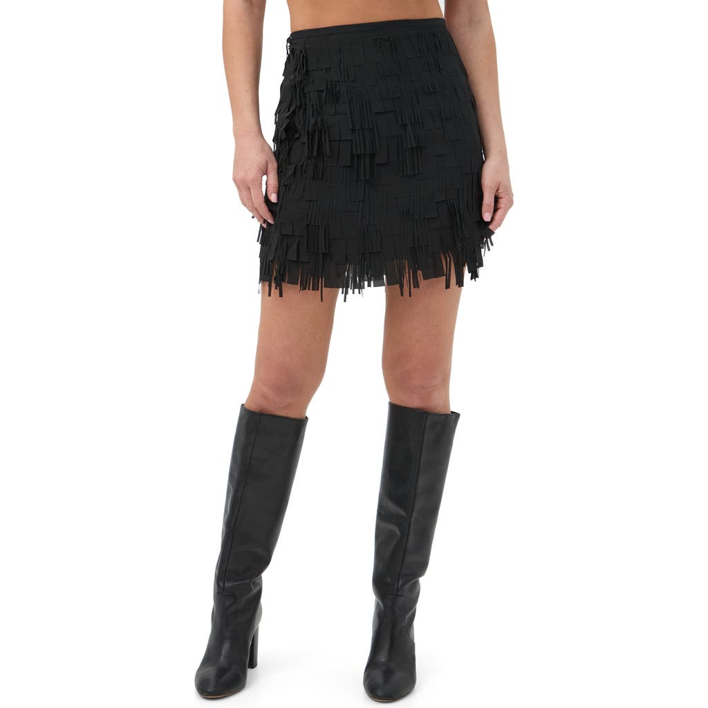 Trina Turk Rico Fringe Mini Skirt In Black