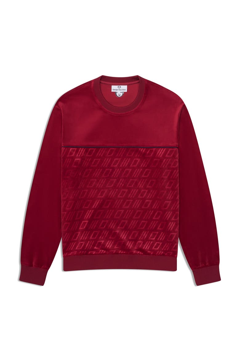 Bandiera Debossed Velour Crewneck, Alternate, color, RHUBARB