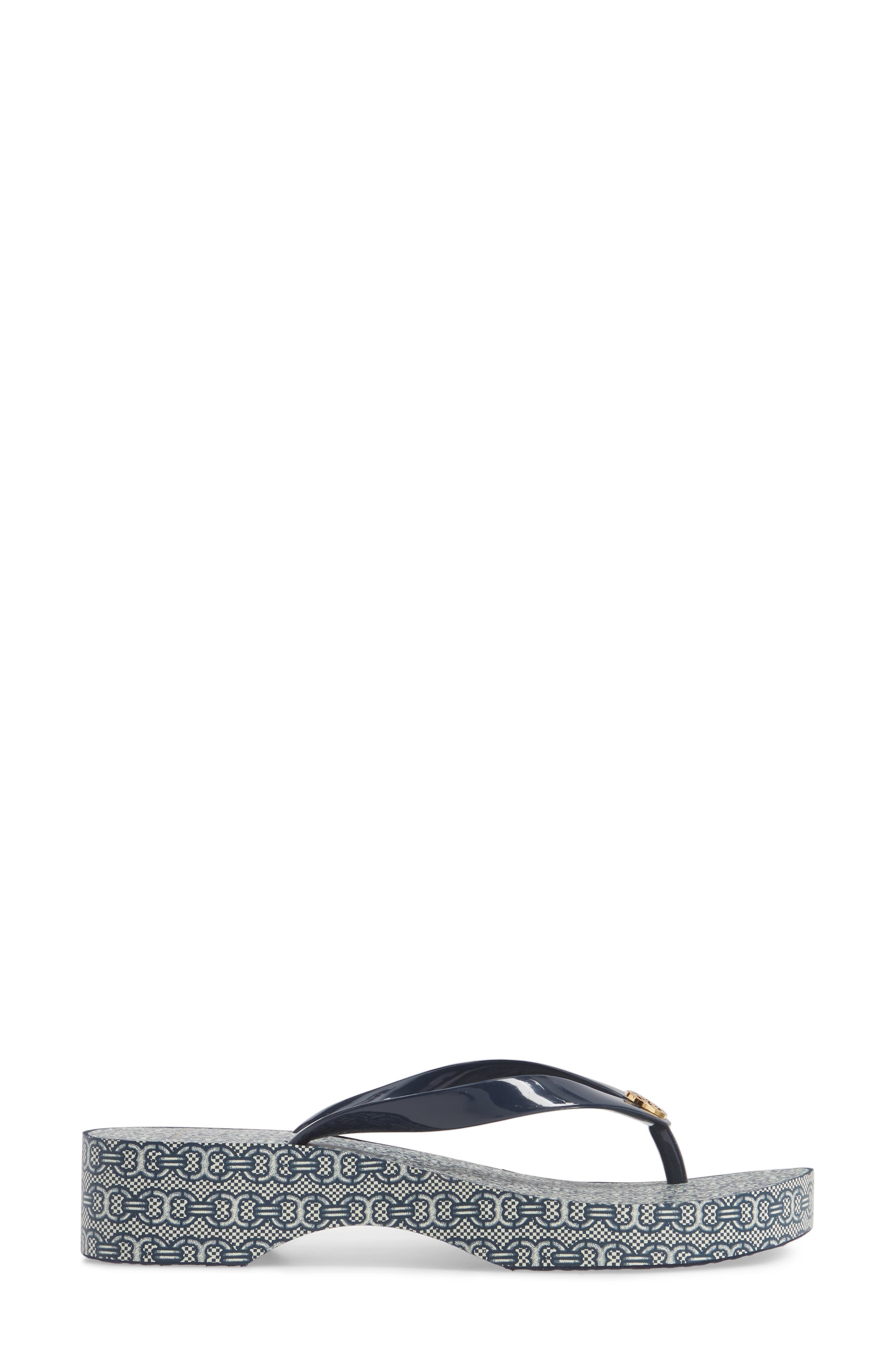 Wedge Flip Flop, Alternate, color, TORY NAVY/ NAVY GEMINI JACQUAR