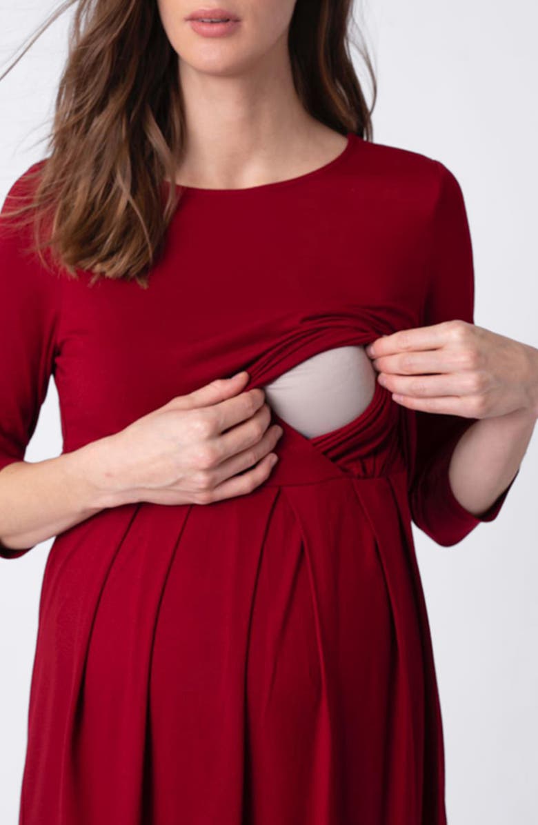 Seraphine Pleated Waist Maternity/Nursing Dress, Alternate, color, 