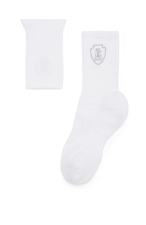 Shop Brunello Cucinelli Cotton Knit Socks In Light Grey