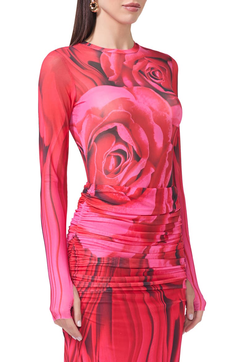 Kaylee Print Sheer Mesh Top, Main, color, ORGANIC ROSE