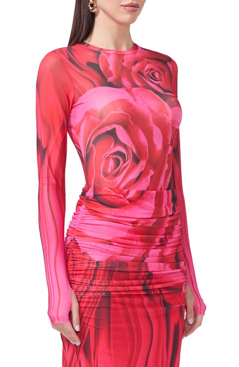 Kaylee Print Sheer Mesh Top