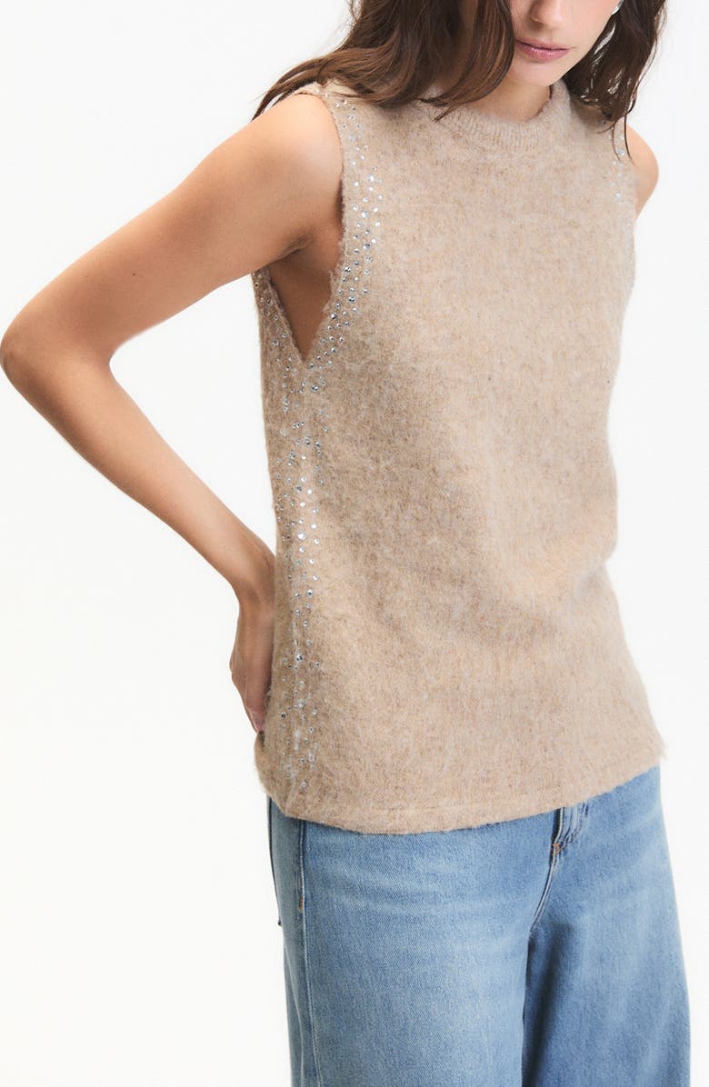 DELUC Myles Rhinestone Embellished Sweater Vest, Alternate, color, Beige
