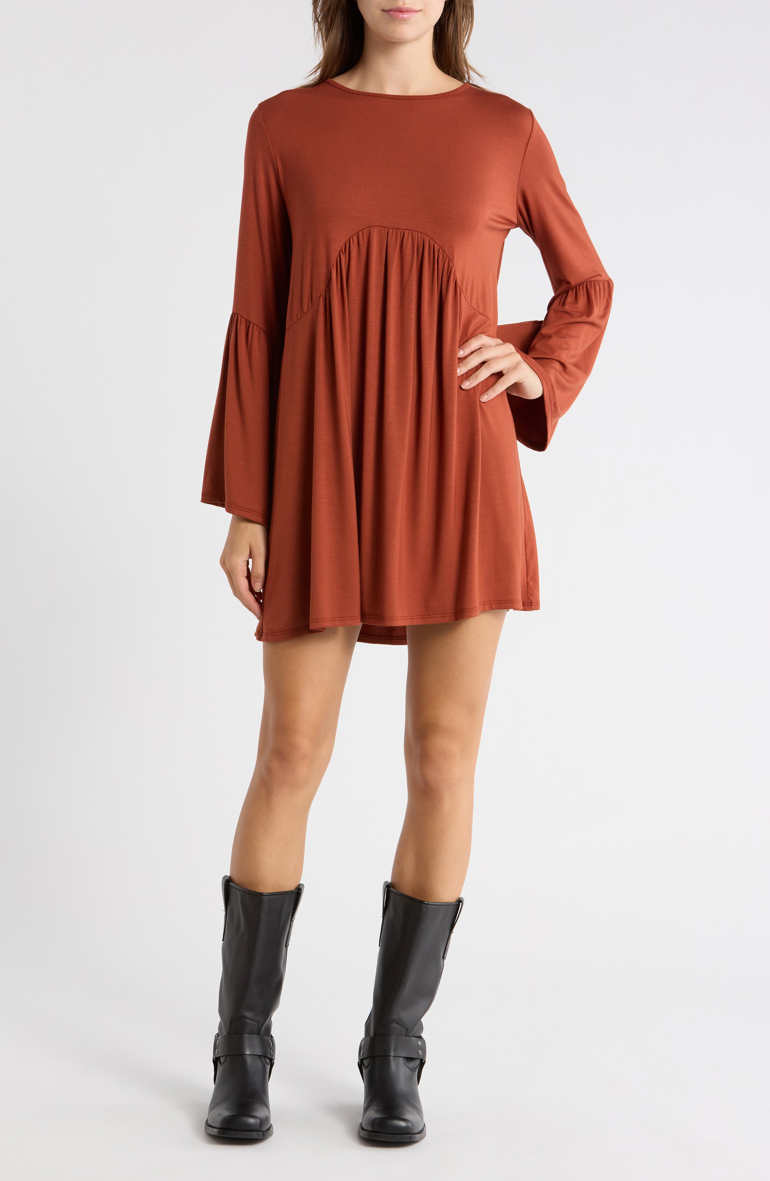 GO COUTURE Bell Sleeve Swing Dress