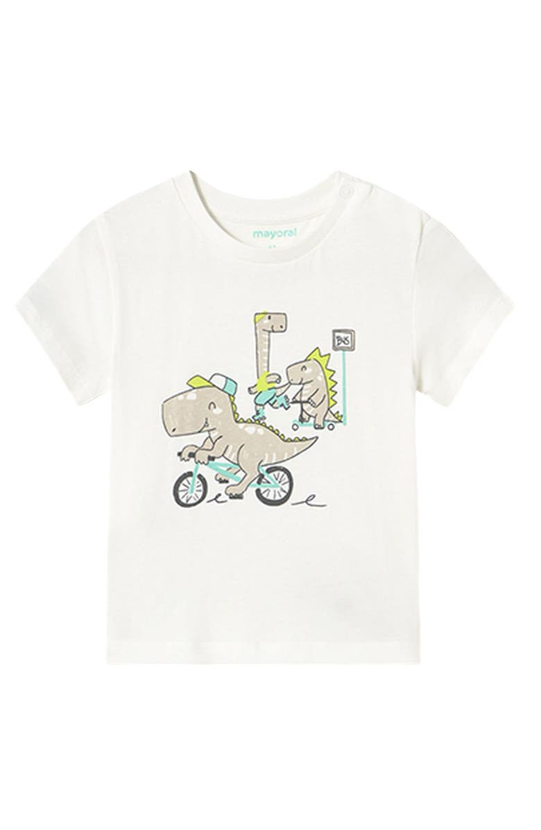 Mayoral Dinosaur Bike T-Shirt, Main, color, Cream