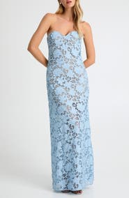 HELSI Lindsey Strapless Floral Lace Gown