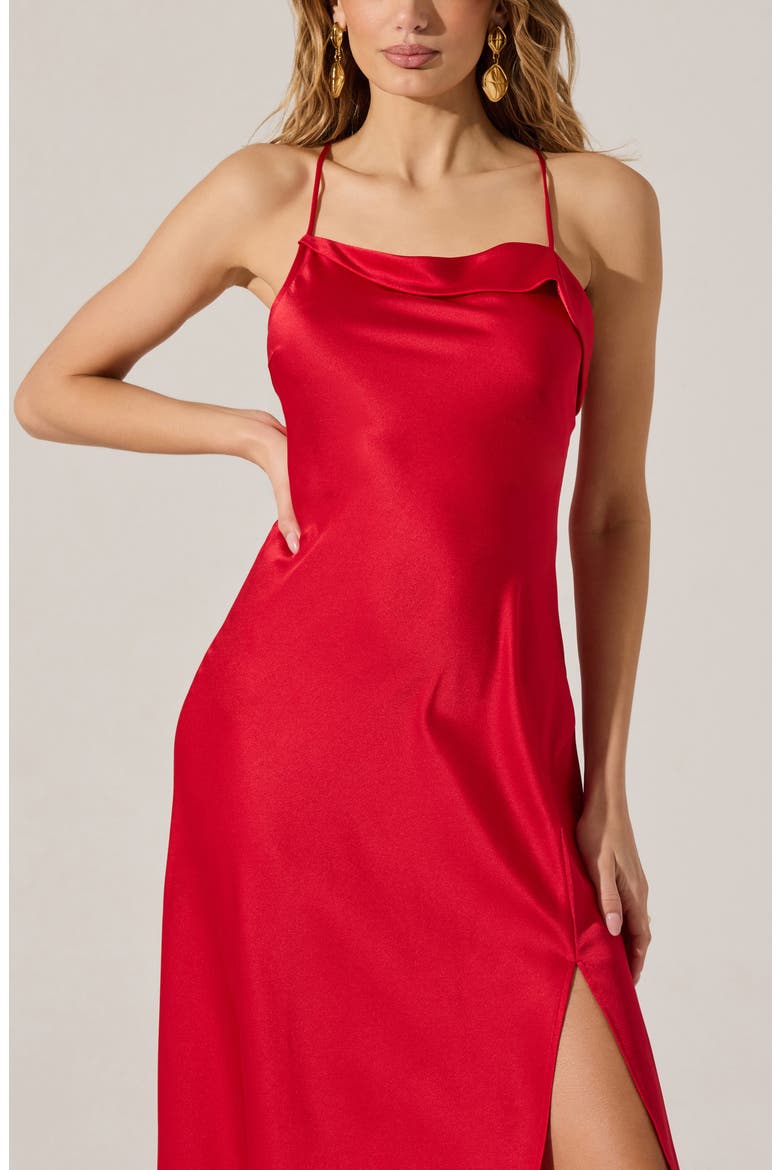 Cowl Neck Slipdress, Alternate, color, RED