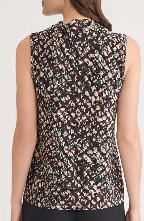 Kasper Print Pleated Sleeveless Shell In Gray