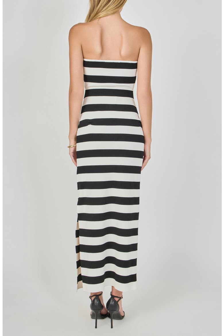 Striped Cutout Knit Maxi Dress, Alternate, color, BLACK/ WHITE