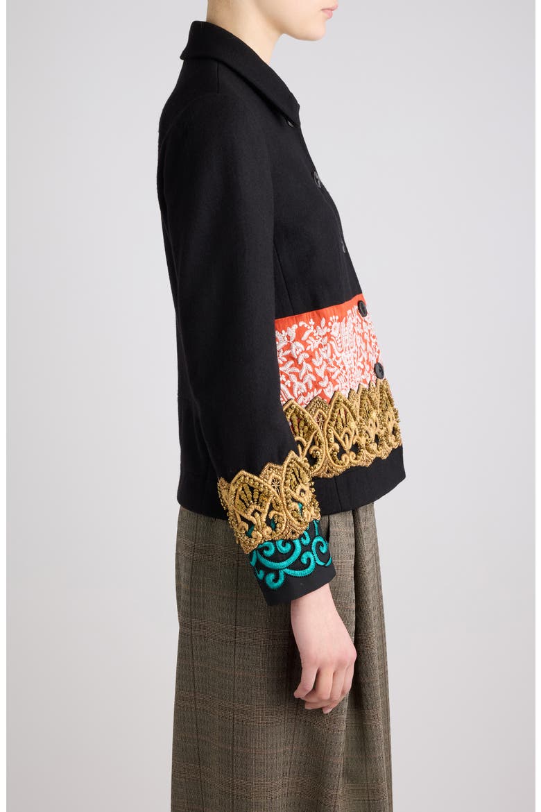 Bettsy Embroidered Wool Jacket, Alternate, color, BLACK