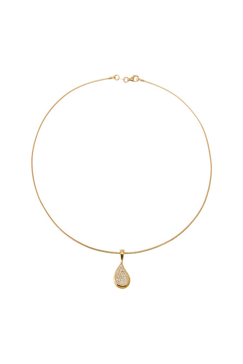 Diamond Pave Curved Pear Omega Chain Necklace 14K, Alternate, color, 14K Gold - 14 Inch