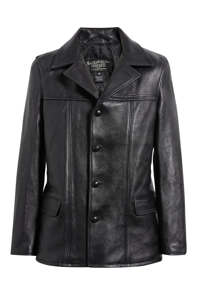 Backstage Leather Car Coat, Main, color, BLACK