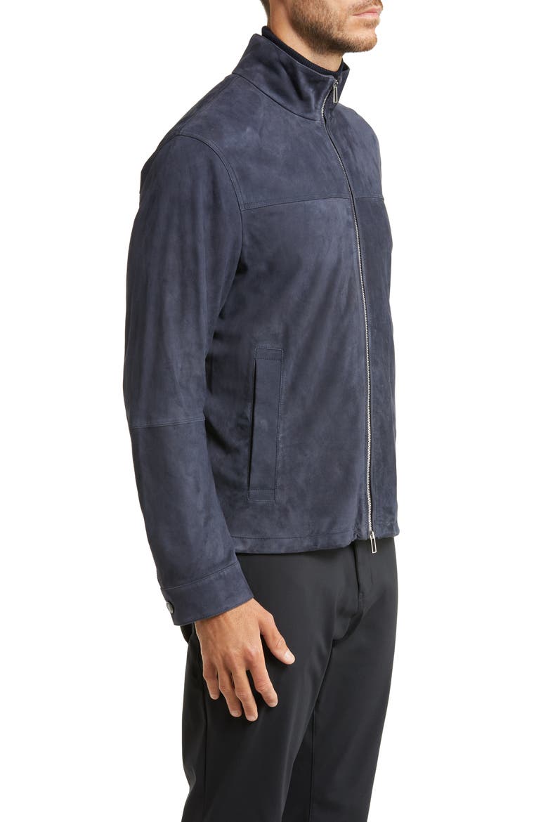 Suede Bomber Jacket, Alternate, color, SOLID BLUE NAVY