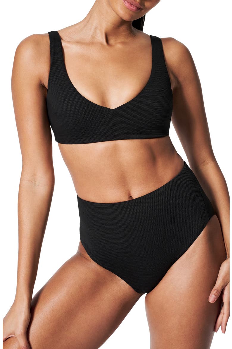 Piqué Bikini Top, Alternate, color, VERY BLACK