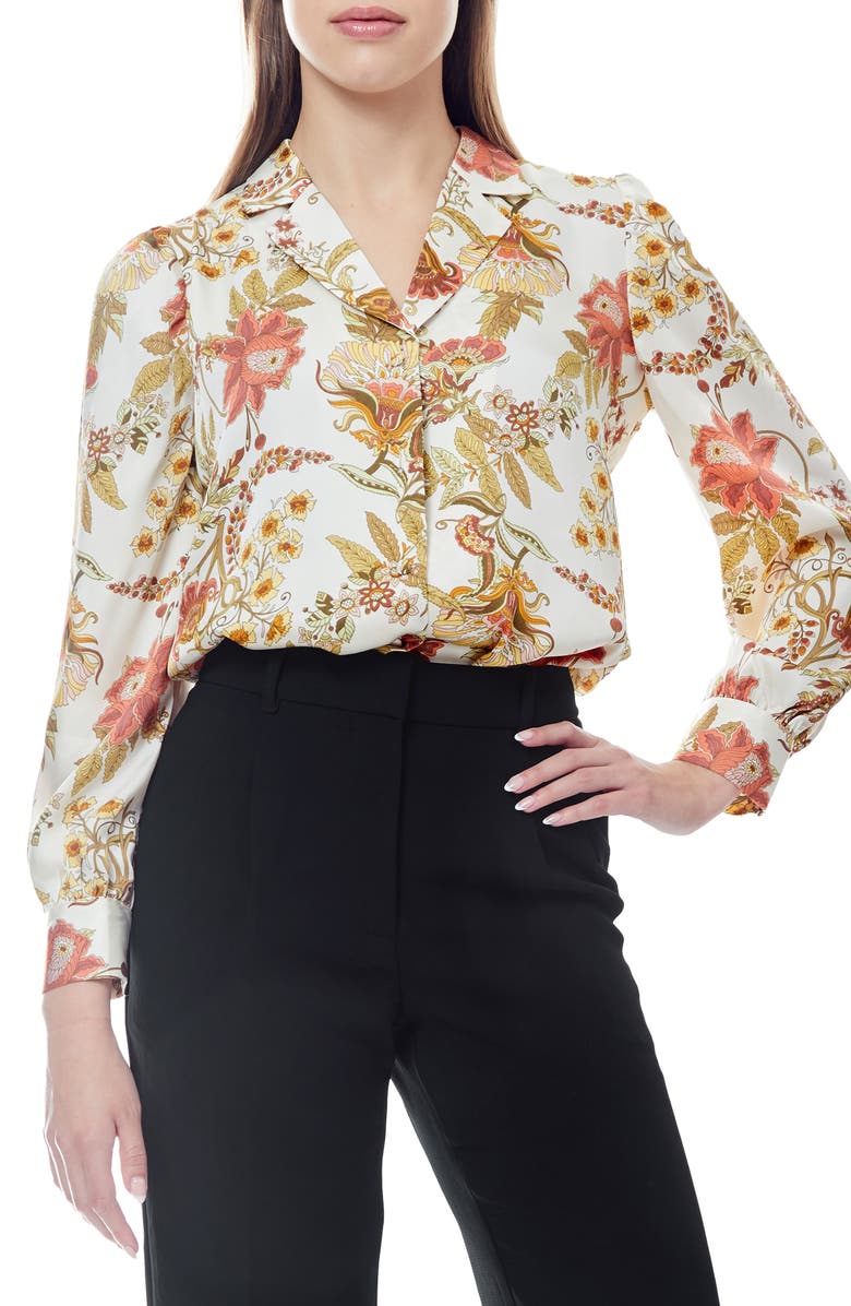 BY DESIGN Matilda Floral Long Sleeve Button-Up Shirt, Main, color, Spring Forest