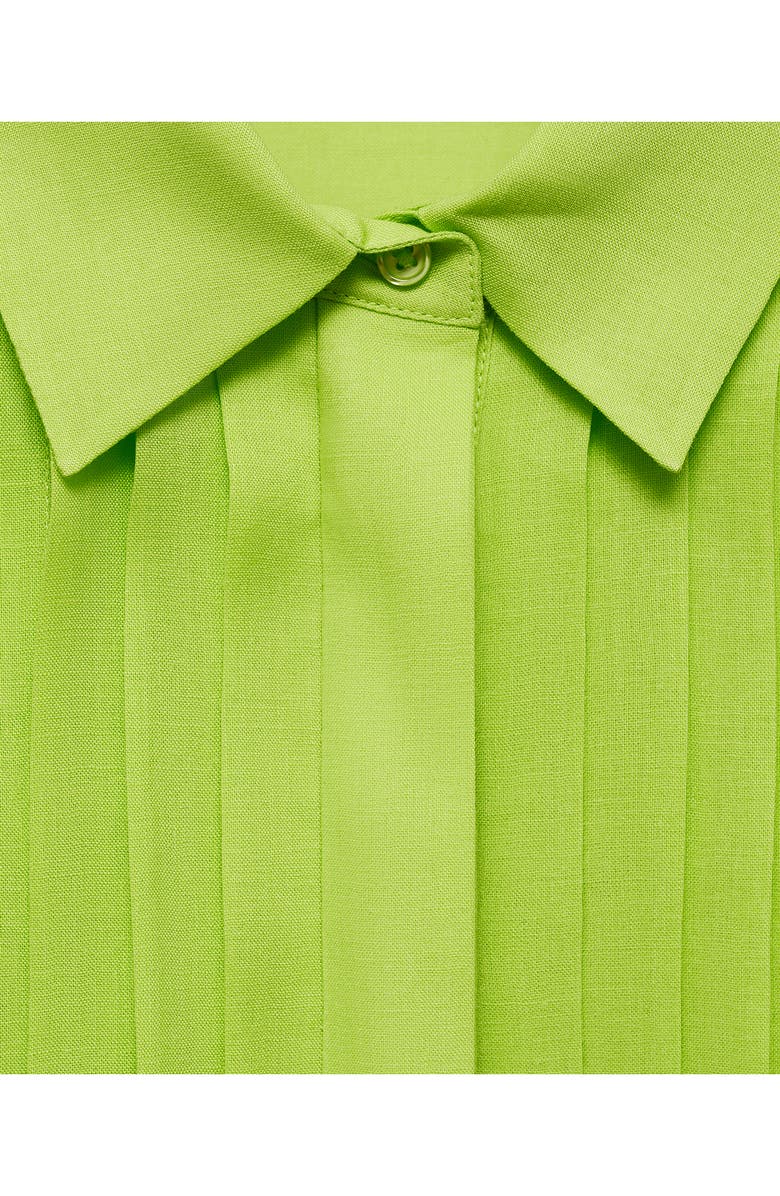 MANGO Pleated Side Slit Midi Shirtdress, Alternate, color,