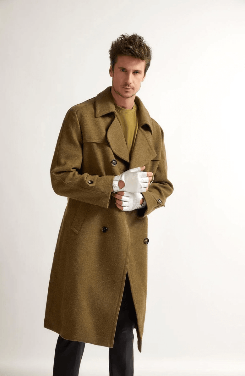 Seymoure Luxury Group Fingerless Italian Leather Driving Gloves, Alternate, color, Silver