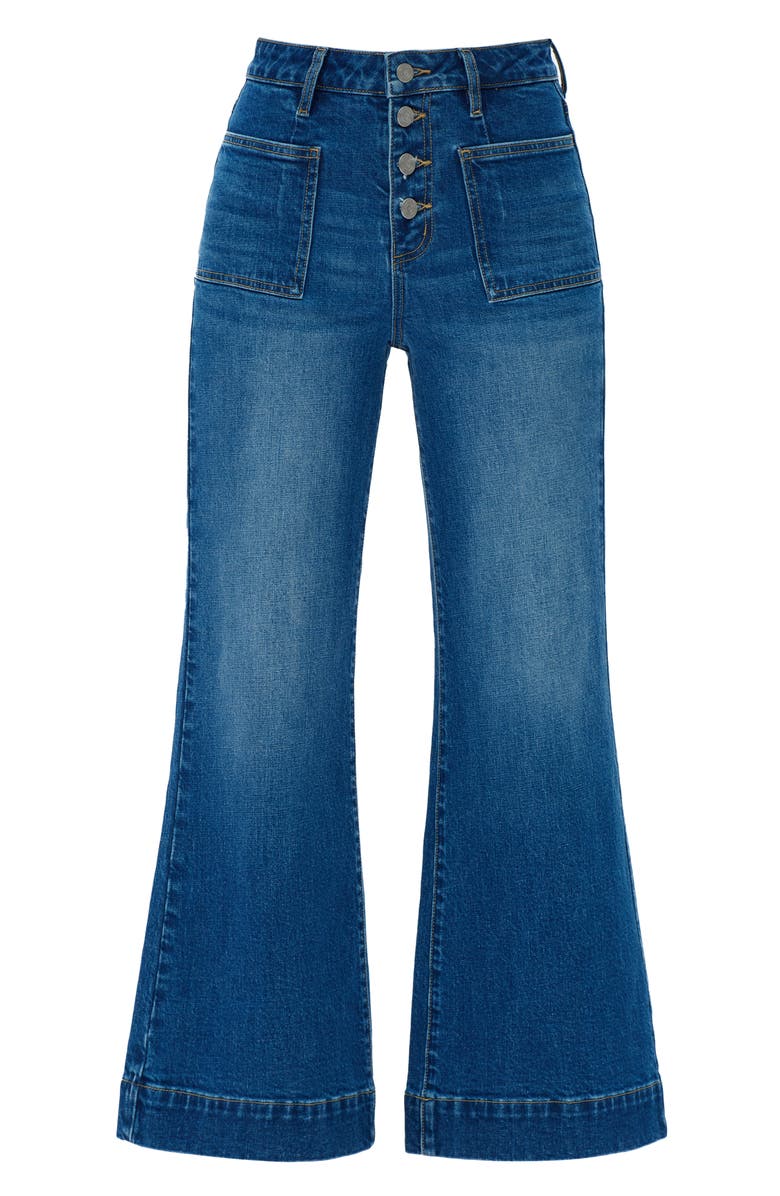 Bayeas Exposed Button High Waist Wide Leg Jeans, Alternate, color, Medium Blue