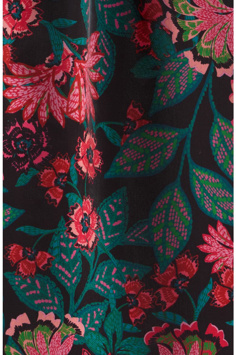 Floral Organza Tie Neck Shift Dress, Alternate, color, BLACK-TEAL-RED