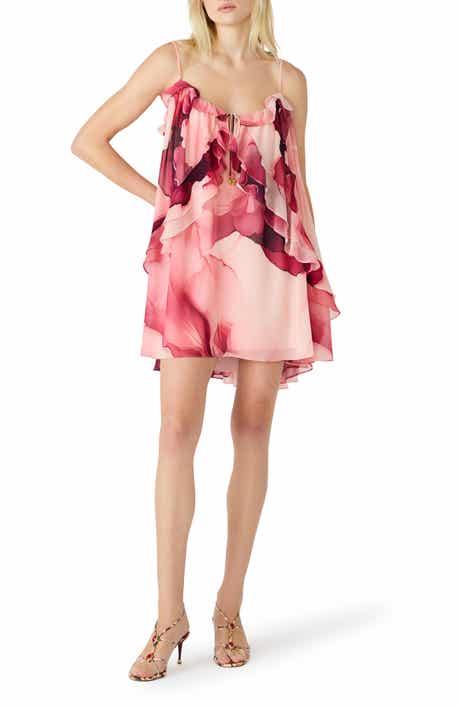 Lorella Print Ruffle Sleeveless Shift Dress