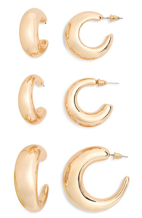 3-Pack Chunky Hoop Earrings