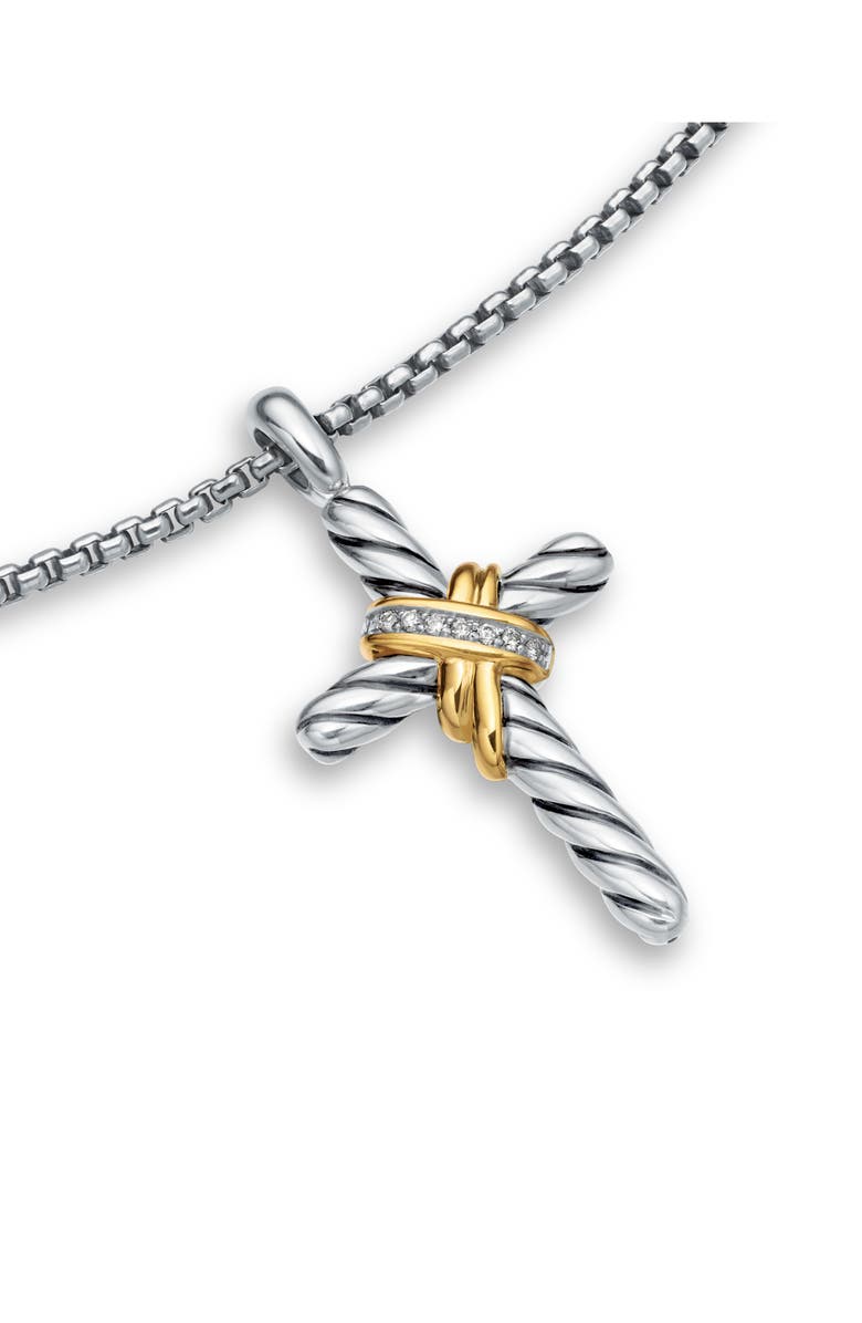 David Yurman Cross Necklace with Pavé Diamonds, Alternate, color, Diamond