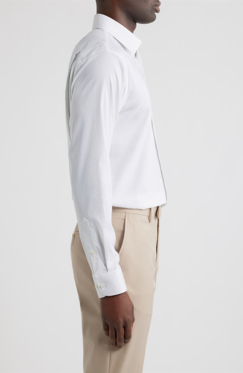 Nordstrom Lima Trim Fit Neat Premium Performance Silk Twill Dress Shirt, Alternate, color, Purple Lima Geo