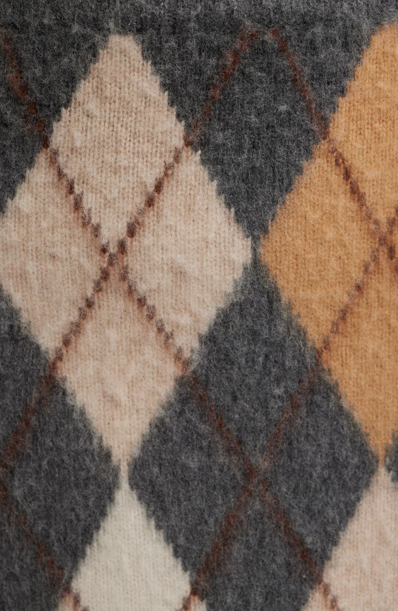 FRAME The Brushed Argyle Wool & Cashmere Skirt, Alternate, color, Grey Multi