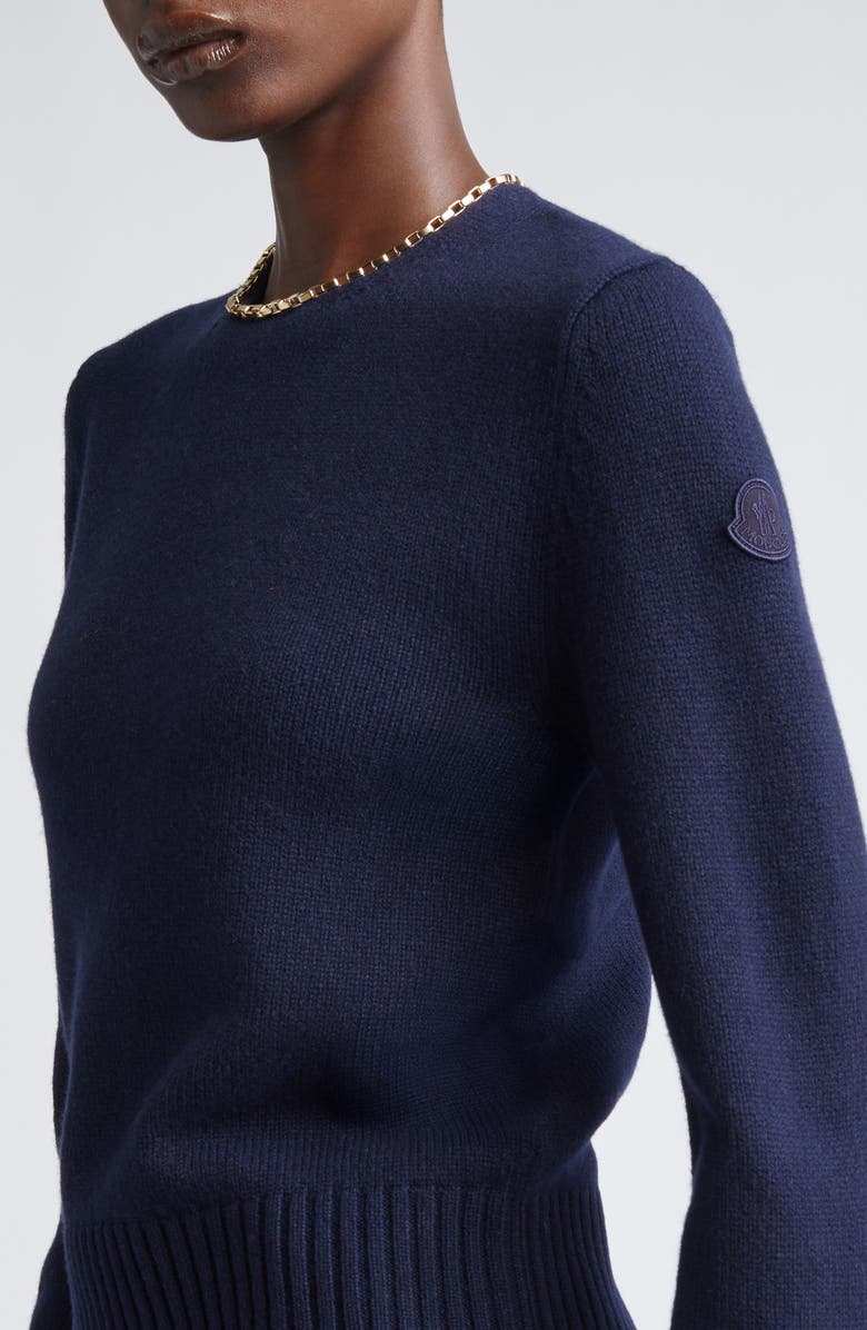Moncler Virgin Wool & Cashmere Sweater, Alternate, color, Deep Navy