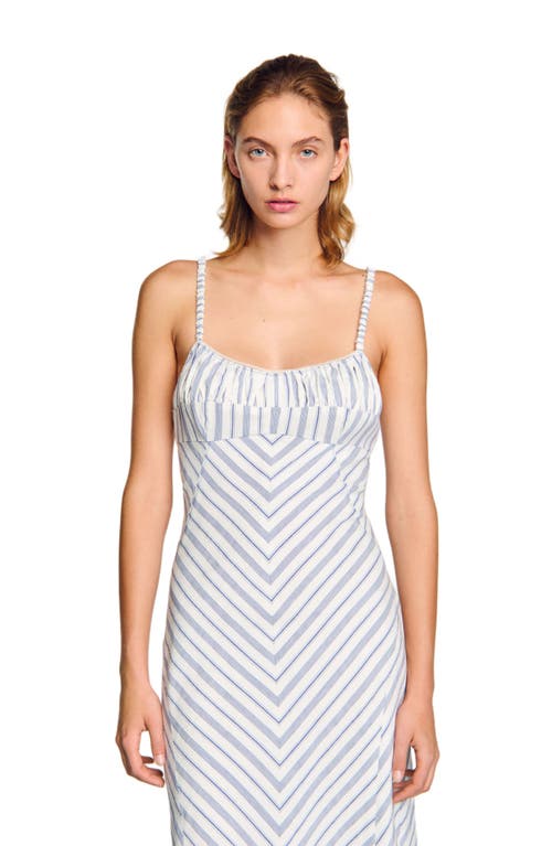 Sandro Stripy Maxi Dress With Straps In White