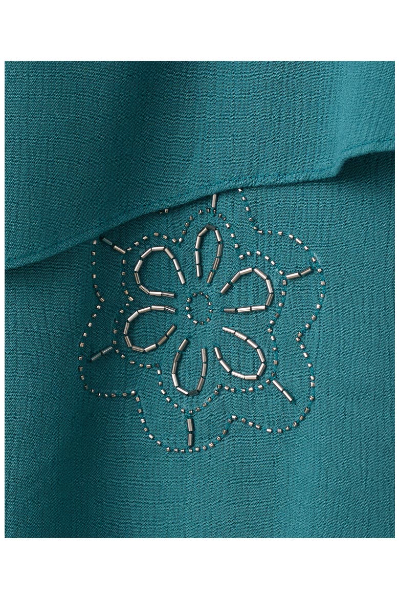 Beaded Ruffle Minidress, Alternate, color, PETROL BLUE