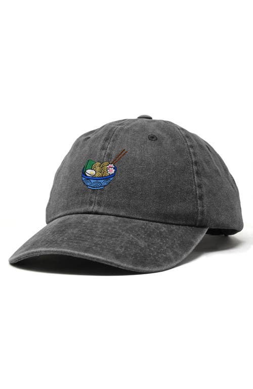 Dalix Noodles Embroidered Casual Cap In Washed Black