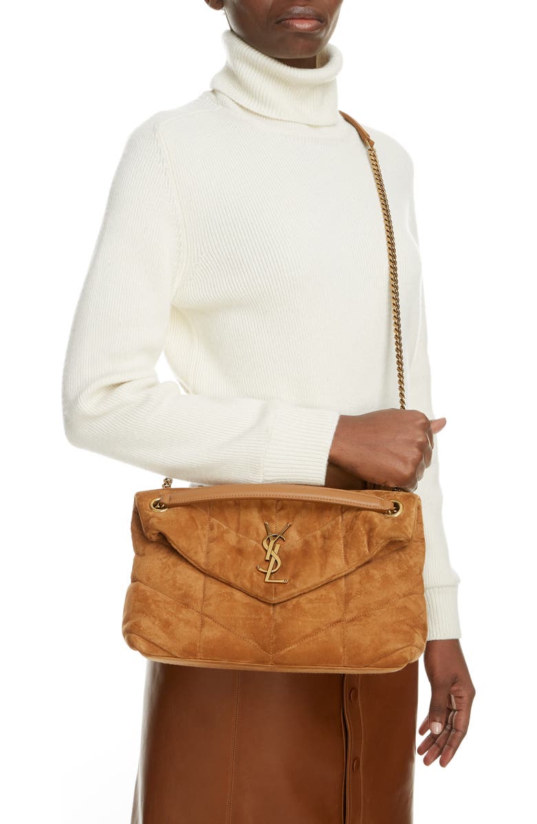 Saint Laurent Small Loulou Puffer Quilted Suede Crossbody Bag, Alternate, color,