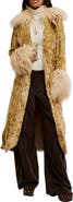 Free People Pyre Embellished Faux Fur Detail Crushed Velvet Jacket
