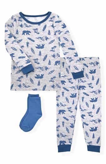 Print Fitted Two-Piece Pajamas & Socks Set