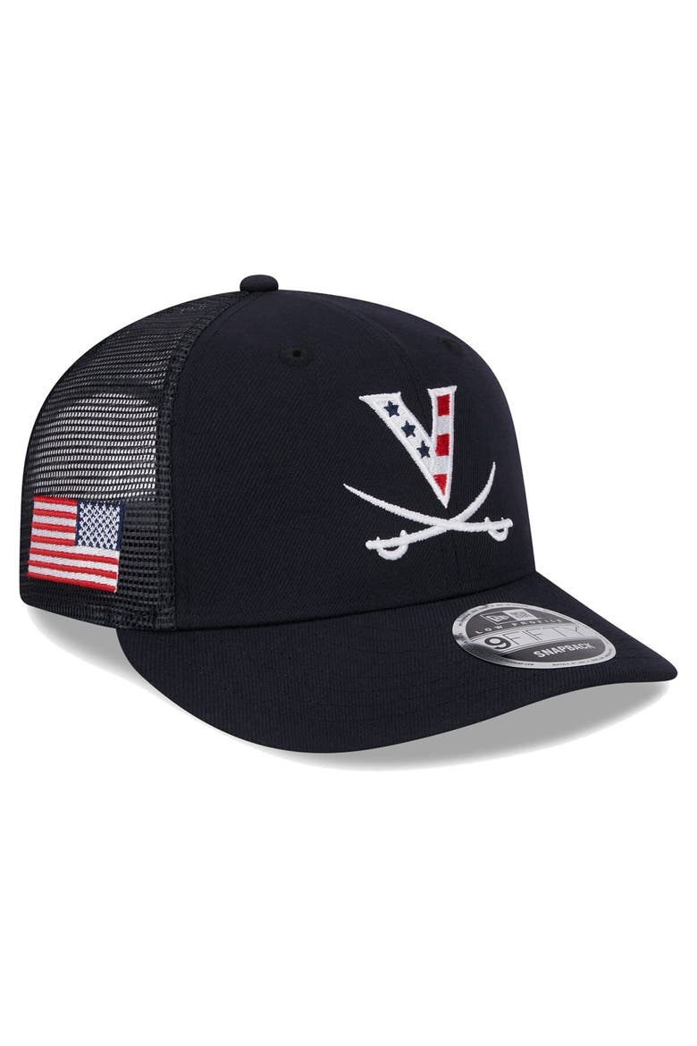 Men's New Era Navy Virginia Cavaliers Red, White & Hoo Low Profile Trucker 9FIFTY Adjustable Hat, Main, color, Navy