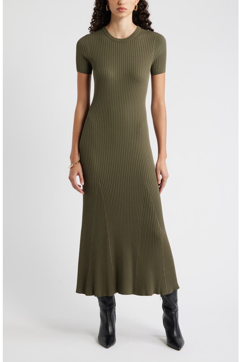 Rib Knit Dress, Main, color, OLIVE SARMA
