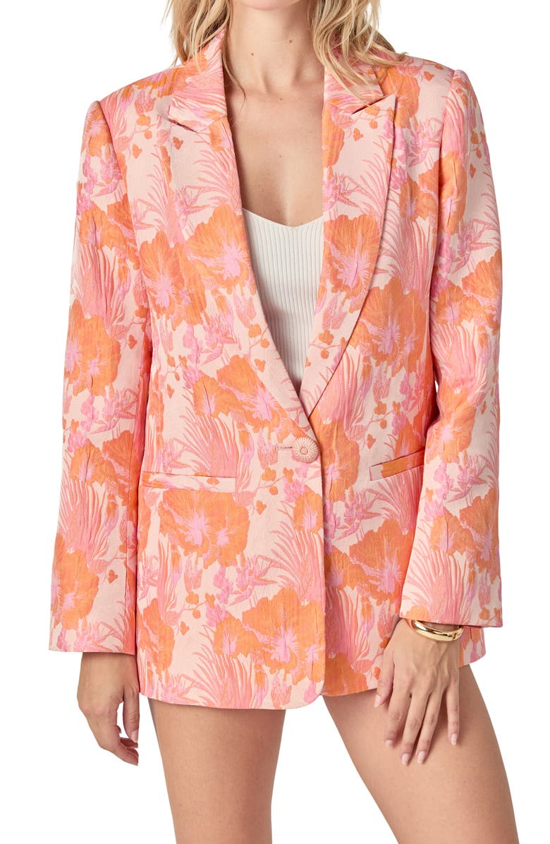 Endless Rose Floral Jacquard Blazer, Main, color, Pink Multi