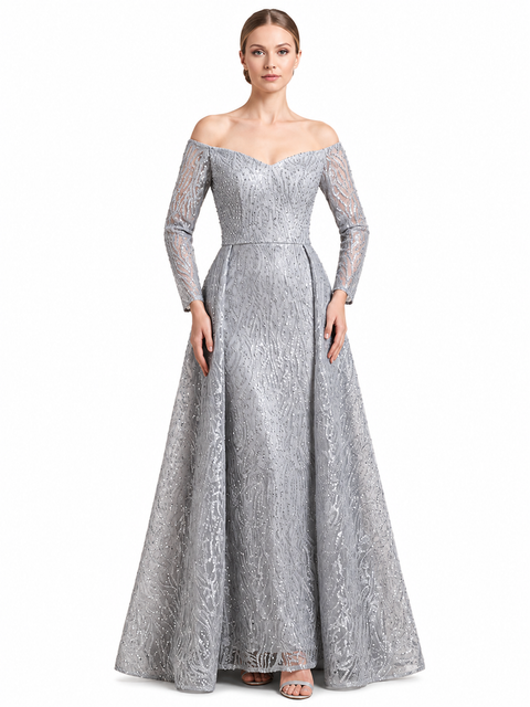 Off Shoulder Overskirt Gown