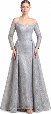 LARA New York Off Shoulder Overskirt Gown