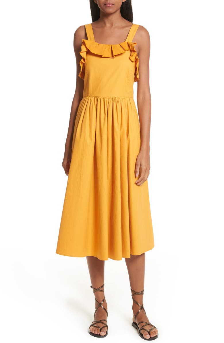 Sea Sunrise Ruffle Midi Dress, Main, color,