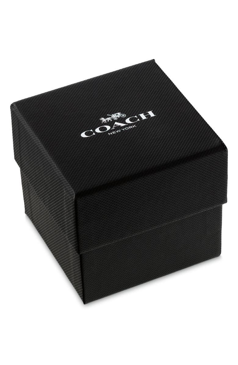 COACH Oliver Leather Strap Watch, 41mm, Alternate, color, Grey