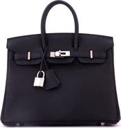 Pre-Owned Hermes Birkin Handbag Black Togo with Palladium Hardware 25