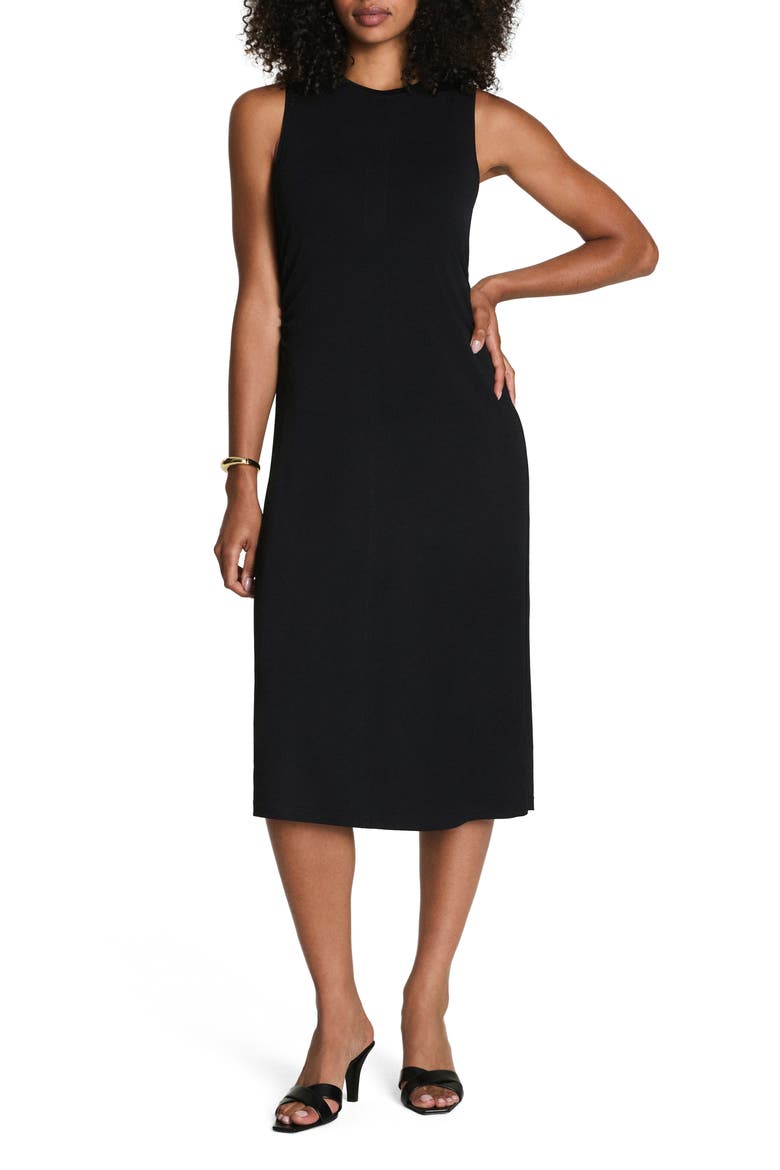 Ruched Sleek Jersey Tank Dress, Main, color, CLASSIC BLACK