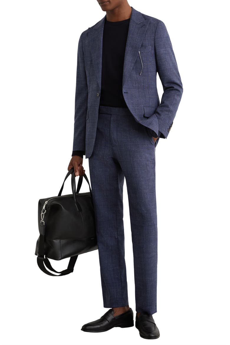 Penso Wool Blend Check Classic Fit Suit Trousers, Alternate, color, NAVY