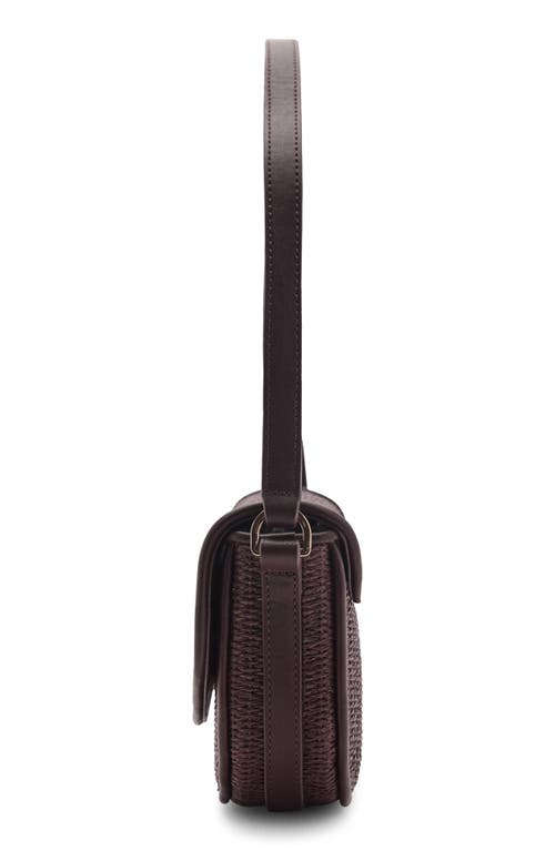 Mango Raffia Shoulder Bag With Flap Chocolate