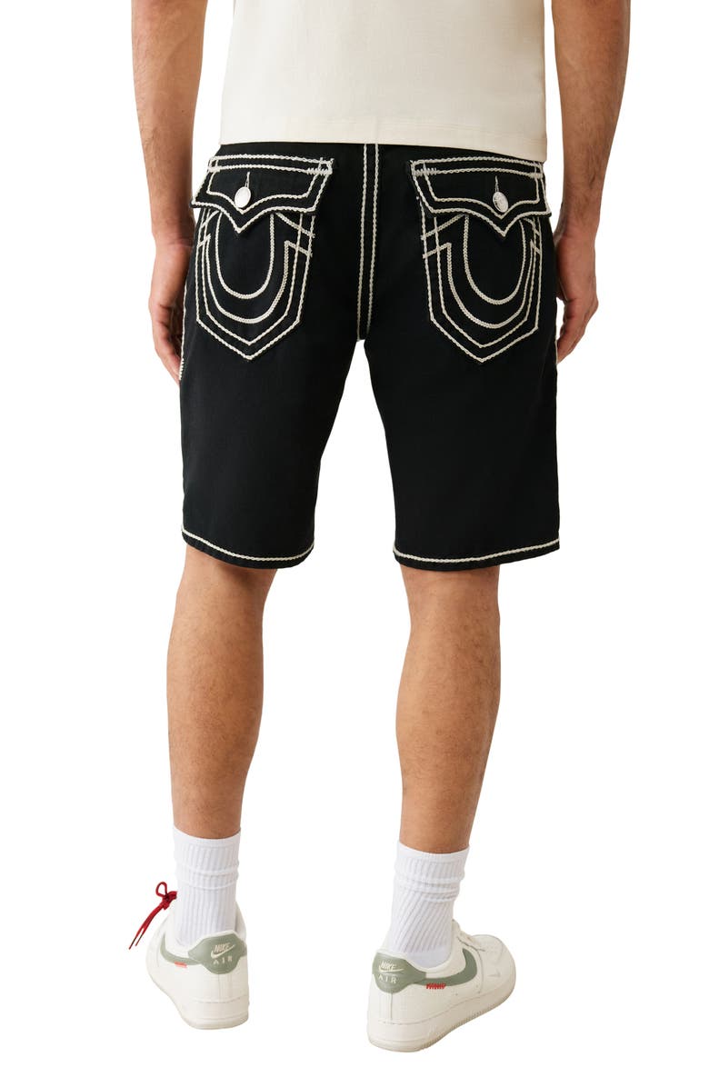 True Religion Bobby Rope Stitch Relaxed Denim Shorts, Alternate, color, Black Rinse